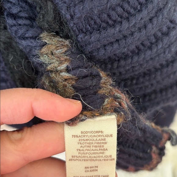 Free People Women's Navy and Black Knit Cardigan Size Medium - Picture 8 of 9